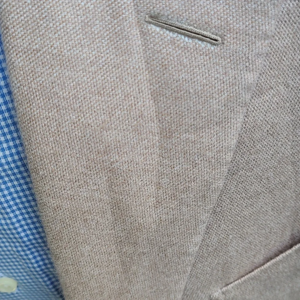 RALPH LAUREN PURPLE LABEL Italy Beige Tan Weave CASHMERE Sz 44 L Mens Sport Coat